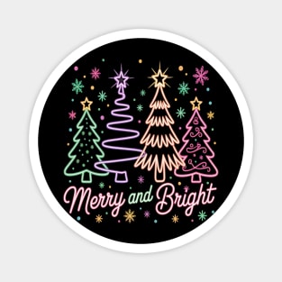 Merry and Bright Neon Christmas Magnet